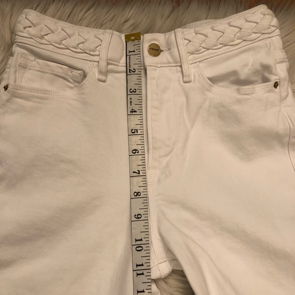 FRAME Baggy Palazzo Wide Leg High Rise Braided Waistline White Denim Jeans 27 - Picture 11 of 12
